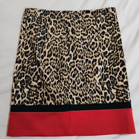 Rafaella Dresses & Skirts - Rafaella Animal Print Pencil Skirt with Bold Red Hem
